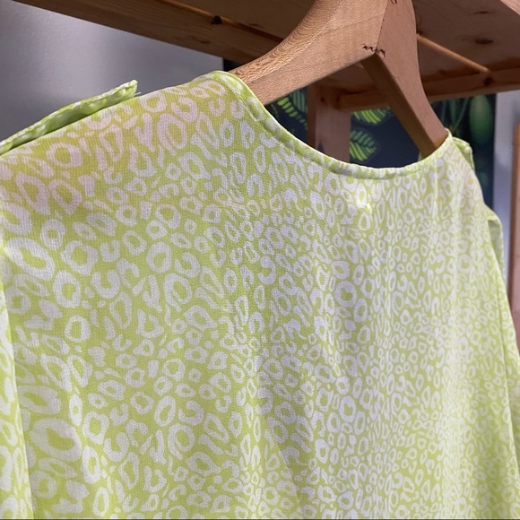 Banana Republic neon yellow animal print sheer button down shirt - Picture 10 of 14